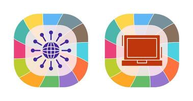 networking e il computer portatile icona vettore