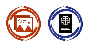 immagini e passaporto icona vettore