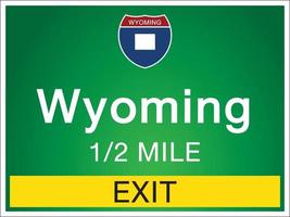 segnaletica autostradale prima dell'uscita per informazioni e mappe sullo stato del Wyoming vettore