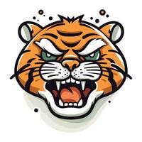 arrabbiato tigre testa mascotte. vettore illustrazione isolato su bianca sfondo.
