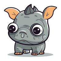 carino rinoceronte cartone animato portafortuna personaggio vettore illustrazione