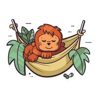 carino cartone animato scimmia nel amaca. vettore illustrazione isolato su bianca sfondo.