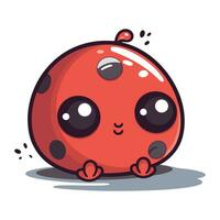 carino coccinella cartone animato personaggio isolato su bianca sfondo. vettore illustrazione.