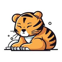 carino tigre dormendo. vettore illustrazione. isolato su bianca sfondo.