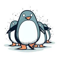 pinguino famiglia. carino cartone animato pinguino. vettore illustrazione.