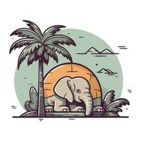 elefante su il spiaggia. vettore illustrazione nel un' piatto stile.