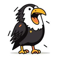Calvo aquila uccello cartone animato personaggio vettore illustrazione. carino aquila uccello