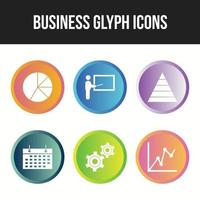 6 set di icone vettoriali business unico glifo
