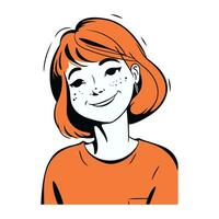 ritratto di un' giovane donna con rosso capelli. vettore illustrazione.