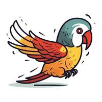carino pappagallo cartone animato vettore illustrazione isolato su bianca sfondo. colorato pappagallo icona.