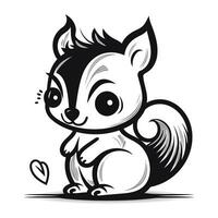 carino poco scoiattolo cartone animato vettore illustrazione. monocromatico animale.