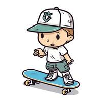 ragazzo andare con lo skateboard colorato cartone animato vettore illustrazione. isolato su bianca sfondo