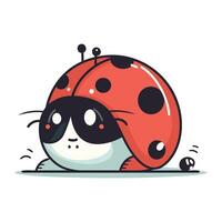 carino coccinella cartone animato vettore illustrazione. isolato su bianca sfondo.