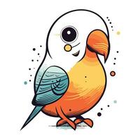 carino cartone animato pappagallo. mano disegnato vettore illustrazione su bianca sfondo.
