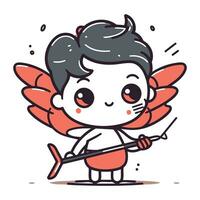 carino poco Cupido ragazzo con arco e freccia. vettore illustrazione.
