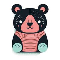 carino orsacchiotto orso nel un' a strisce maglione. vettore illustrazione.