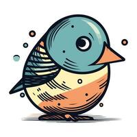 vettore illustrazione di carino poco uccello su bianca sfondo. cartone animato stile.