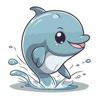 illustrazione di un' carino delfino in posa nel il acqua vettore