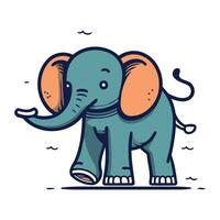 carino mano disegnato elefante vettore illustrazione. carino cartone animato elefante.