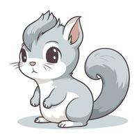 carino scoiattolo su bianca sfondo. vettore illustrazione di un' grigio scoiattolo.