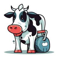 cartone animato mucca con un' carriola. azienda agricola animale. vettore illustrazione