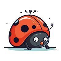 carino coccinella cartone animato vettore illustrazione. carino coccinella personaggio