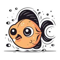 carino divertente pesce con grande occhi. mano disegnato vettore illustrazione.