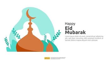 felice eid mubarak o saluto ramadan con il personaggio delle persone vettore