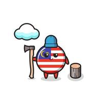 personaggio dei cartoni animati della bandiera della Malesia distintivo come taglialegna vettore