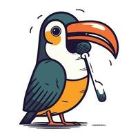 tucano con un' microfono. vettore illustrazione nel cartone animato stile.