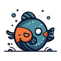 carino cartone animato pesce. vettore illustrazione nel scarabocchio stile.