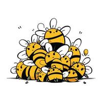 cartone animato ape famiglia. vettore illustrazione di carino cartone animato ape famiglia.