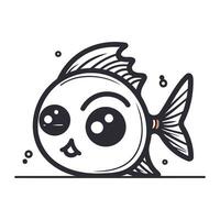 carino cartone animato pesce. vettore illustrazione isolato su un' bianca sfondo.