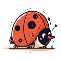 carino cartone animato coccinella isolato su bianca sfondo. vettore illustrazione.