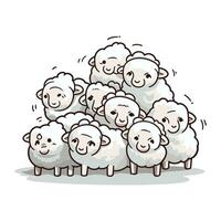 illustrazione di un' gruppo di pecore su un' bianca sfondo. vettore