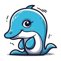 carino cartone animato delfino. vettore illustrazione isolato su un' bianca sfondo.