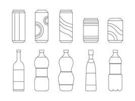 bottiglia bevanda, in scatola impostare. semplice linea stile. vettore illustrazione