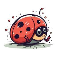 carino cartone animato coccinella. vettore illustrazione. isolato su bianca sfondo.