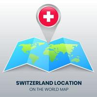 icona della posizione della svizzera sulla mappa del mondo vettore