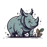 cartone animato rinoceronte. vettore illustrazione per il tuo design.