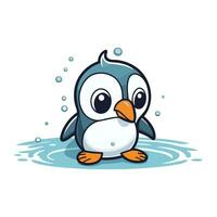 carino pinguino nel acqua. vettore illustrazione isolato su bianca sfondo.