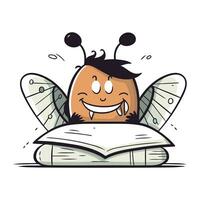 vettore illustrazione di un' carino cartone animato volare lettura un' libro. isolato su bianca sfondo.