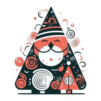 Natale albero con Santa claus. vettore illustrazione. piatto design stile.