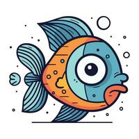 carino cartone animato pesce. colorato vettore illustrazione nel scarabocchio stile.