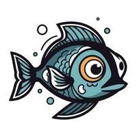 divertente cartone animato pesce. vettore illustrazione isolato su un' bianca sfondo.