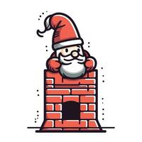 Santa Claus nel un' camino. allegro Natale e contento nuovo anno. vettore illustrazione