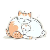 carino gatto addormentato su bianca sfondo. vettore illustrazione nel cartone animato stile.