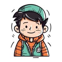 vettore illustrazione di un' ragazzo nel un' berretto e giacca. cartone animato stile.