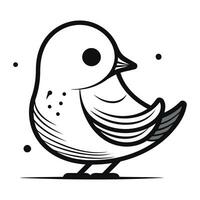 nero e bianca vettore illustrazione di un' carino poco uccello su un' bianca sfondo