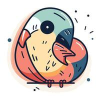 carino cartone animato pappagallo. vettore illustrazione nel scarabocchio stile.